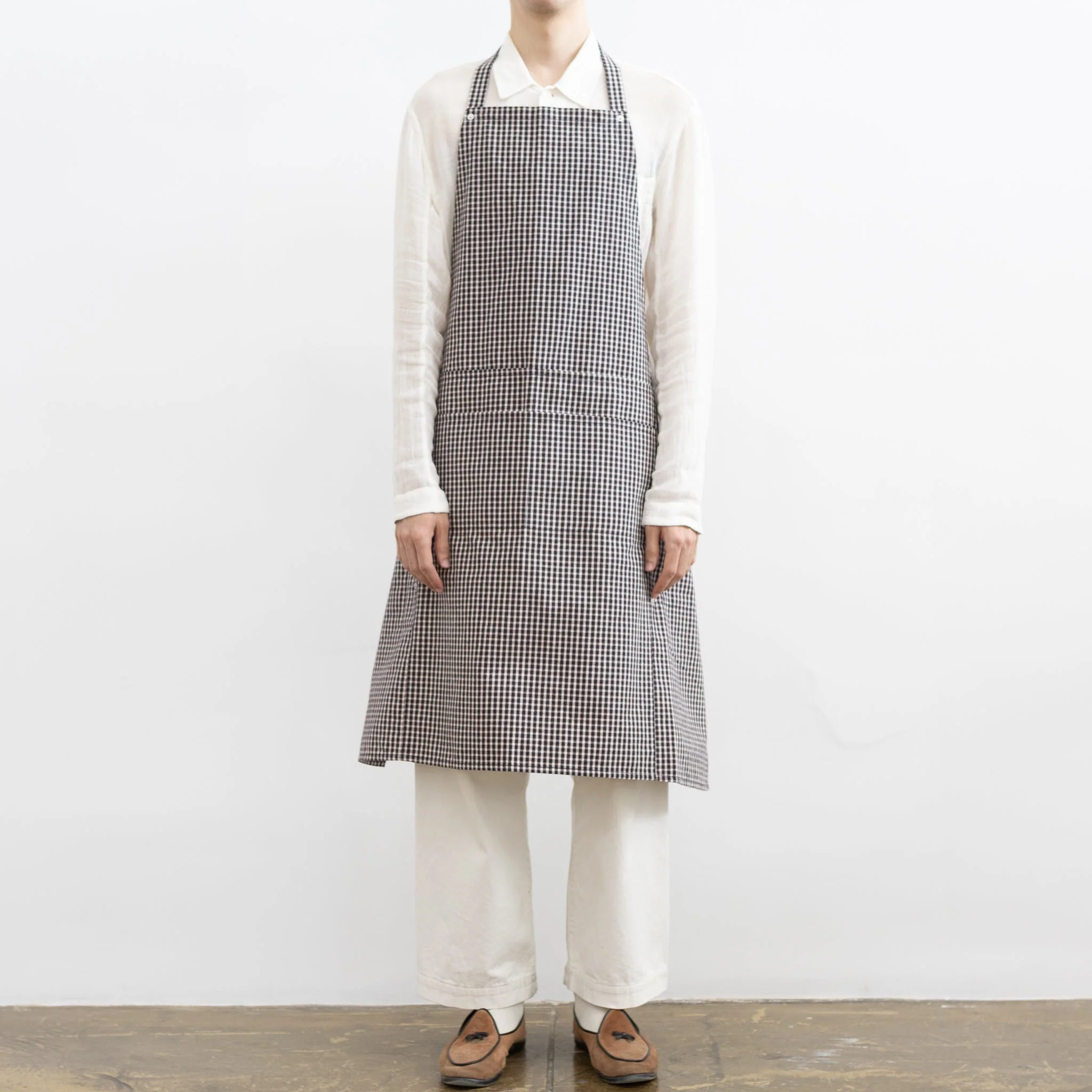 Hakui Bib Apron - Gingham Check - Image 4
