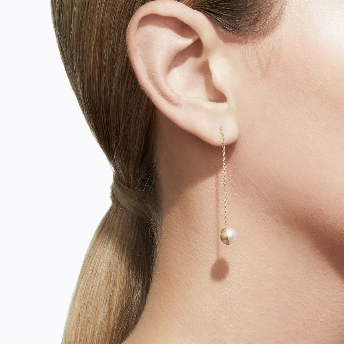 Shihara Half Pearl Chain Earring 90° - Image 2